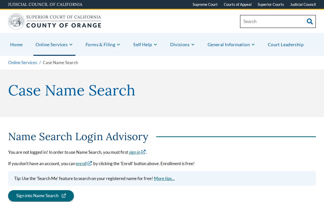 Aliso Viejo public records Orange County court name search
