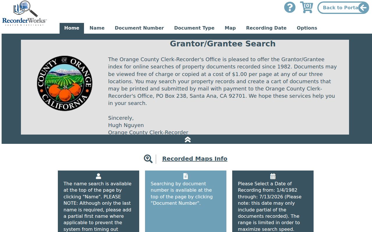Aliso Viejo people search RecorderWorks grantor grantee index